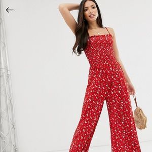 Glamorous Tall cami jumpsuit smocked bodice in ditsy floral